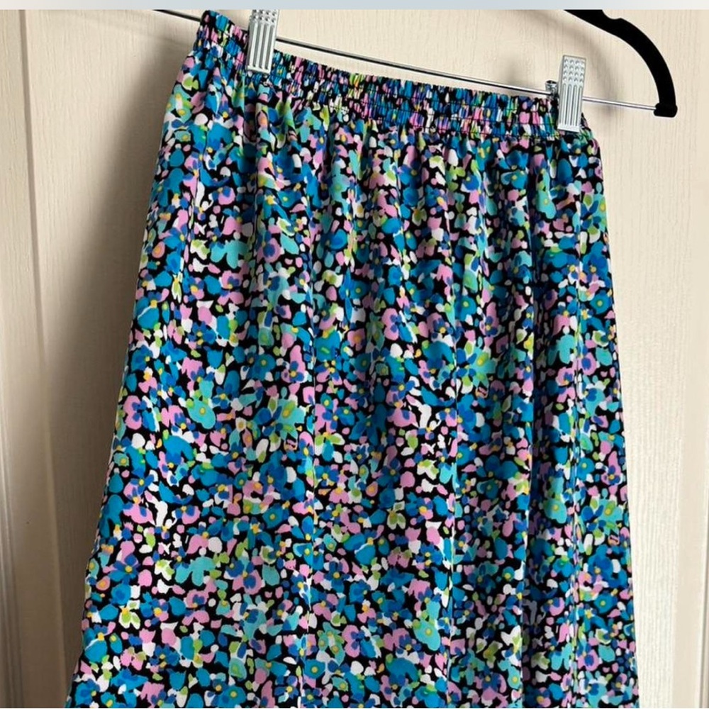 BLUE FLORAL MIDI SKIRT